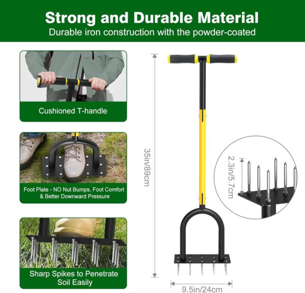 Lawn Aerator Tool - Grass & Soil Aerator for Lawn & Yard Care - Image 3