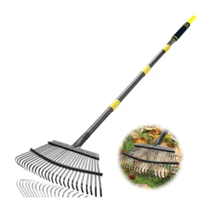 Garden Leaf Rakes, 6FT Rake for Lawns Heavy Duty 25 Metal Tines