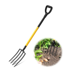 Pitch Fork, 4 Tine Heavy Duty Garden Fork with Ergonomic No-Slip D-Grip Handles