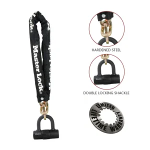 Master Lock Black Outdoor Hardened Steel Link Chain with Mini U-Lock