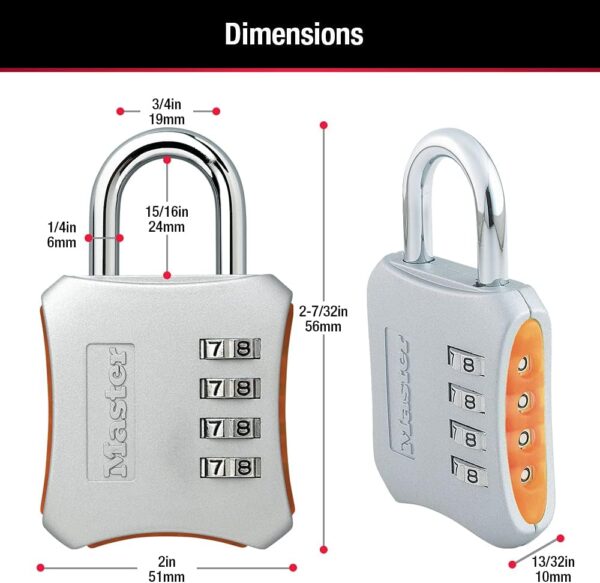 Master Lock Indoor Resettable Combination Locker Lock - Image 2